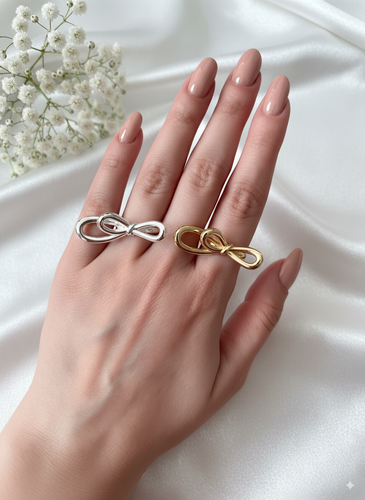 انگشتر مدل پاپیون جنس برنج و آبکاری رودیوم