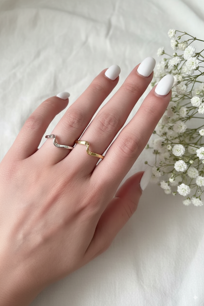 انگشتر مدل موج جنس برنج و آبکاری رودیوم