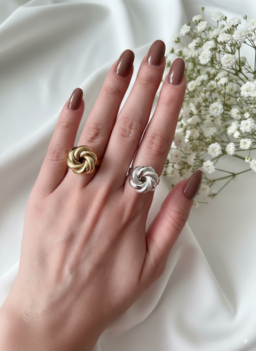 انگشتر مدل پیچ در پیچ جنس برنج و آبکاری رودیوم