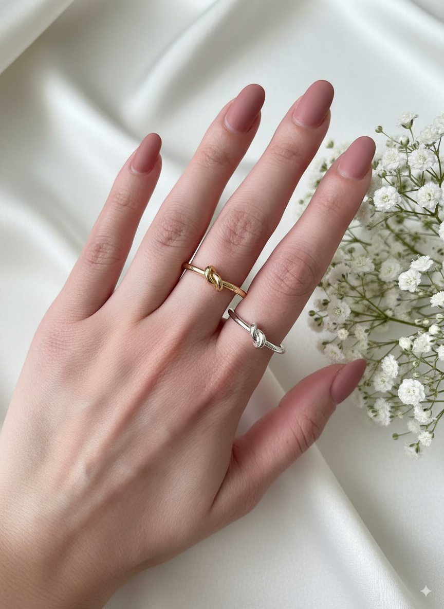 انگشتر مدل گره جنس برنج و آبکاری رودیوم