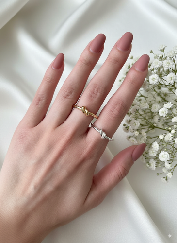 انگشتر مدل گره جنس برنج و آبکاری رودیوم